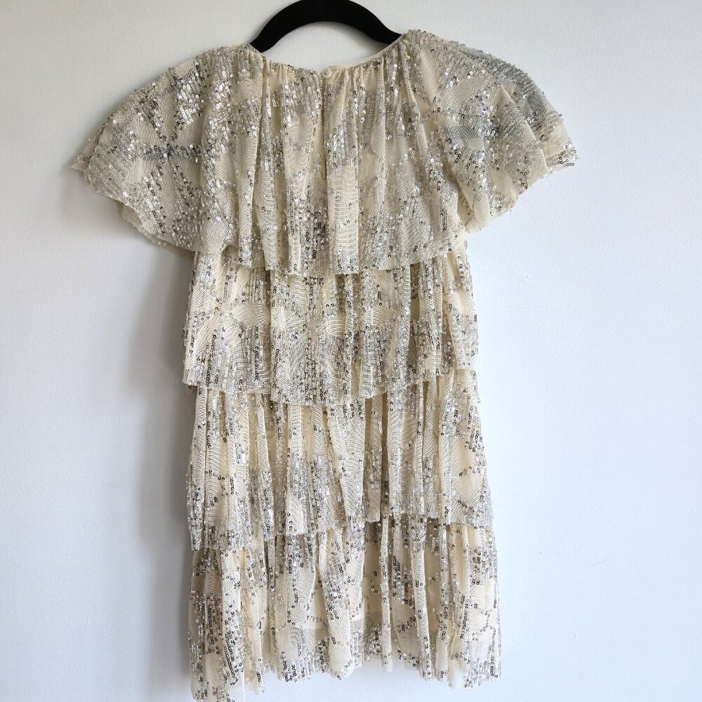 Zara Kids Champagne & Silver Sequin Party Dress | Size 7 - Picture 3 of 7